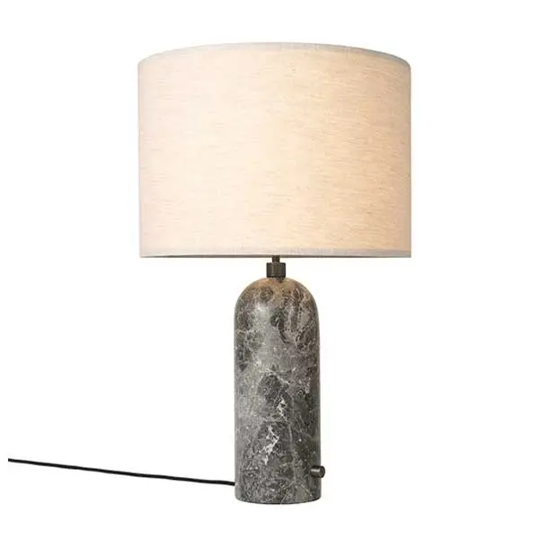 GUBI Gravity Table Lamp Gray Marble and Canvas Shade Large